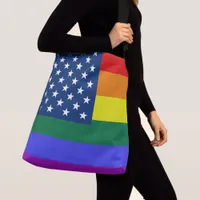 LGBT Pride American Flag with Stars Crossbody Bag