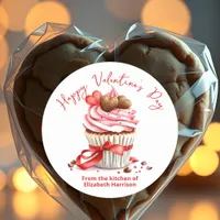 Valentine's Cupcake with Chocolate Candy Hearts Classic Round Sticker