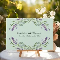 Lavender florals eucalyptus sage green wedding  guest book