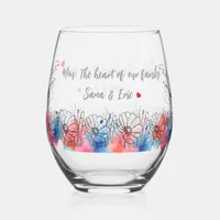 Watercolor Floral Modern Gift for Mom with Quote Stemless Wine Glass