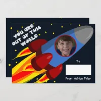 Out of this World Rocket Classroom Valentines Day  Holiday Card