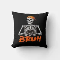 Bruh Skeleton Hand Heart Halloween Costumes Men Cl Throw Pillow