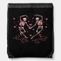 Skeletons Holding Hands Heart Valentines Day Desig Drawstring Bag