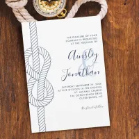 Nautical Rope Knot Modern Script Wedding  Invitation