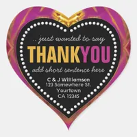 Funky Thank You Abstract Black+White Heart Sticker