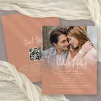 Budget Photo QR Boho Terracotta wedding Invite