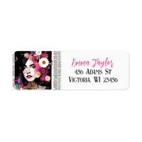 Victorian Vintage Lady Floral Paper Collage Label