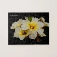 Elegant Yellow Floral Satin Flowers on Black Jigsaw Puzzle