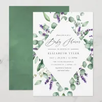 Eucalyptus Lavender Greenery Baby Shower Invitation