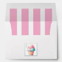 Pink Preppy Stripe Ice Cream Bridal Shower Envelope