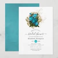 Vintage Turquoise and Gold Shabby Bridal Shower Invitation
