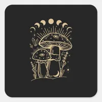 Mushrooms & Minimalism Cottage  Aesthetic Goblinco Square Sticker