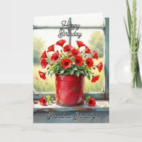 Red Poppies in a Coffee Tin Personalized Birthday  Card