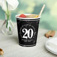 Elegant Black Marble 20 Years Work Anniversary Paper Cups