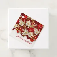 Red White Christmas Floral Pattern#17 ID1009 Favor Tags