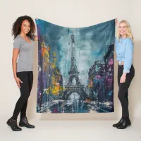 Paris Fashion Night Fleece Blanket