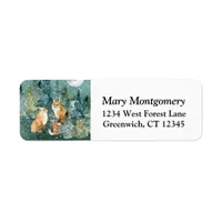 Fox Family Forest Full Moon Snow Return Address Label