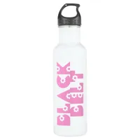 Martial Arts Pink Floral Black Belt Stainless Steel Water Bottle