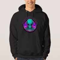 Extra Terrestrial Alien Flying a UFO Hoodie