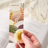 Cozy Boho Floral Landscape Earthy Personalized Bookmarks