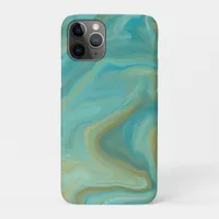 Teal and Sandy Brown Swirls Marble Art  iPhone 11 Pro Case