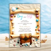 Nautical Beach Treasure Chest Gender Reveal Party Invitation