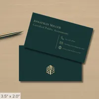 Simple Dark Green and Gold Business Card