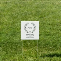 Rustic Monogram I Do BBQ Outdoor Wedding Welcome Sign