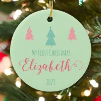 Whimsical First Christmas - Baby's Keepsake  Ceramic Ornament