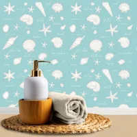 Shells Starfish Sun Fun Text White Ivory ID918  Wallpaper