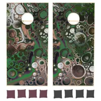 Brown, Green Pour Painting Effect Fluid Art Cornhole Set
