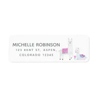 Watercolor Llama Kids Birthday Party Label