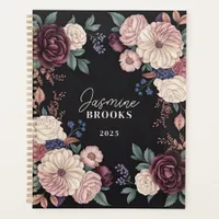 Sophisticated Dark Floral Custom Name Planner