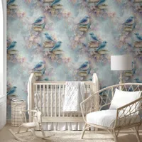 Vintage Books and Bluebirds  Wallpaper