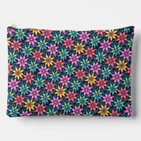 Vintage 60s Vibe Mod Daisies All-over Print Large Accessory Pouch