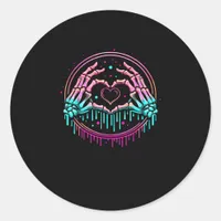 Heart Sign Skeleton Hand - Spooky Skeleton Hallowe Classic Round Sticker