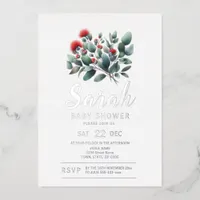 Botanical Native Flowers Baby Shower Foil Invitation