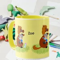 Funny and cute pony with baby - babysitter mug