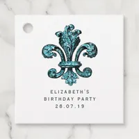 Vintage Teal - Turquoise Fleur de Lis Favor Tags