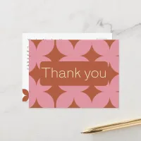 Retro Budget Pink & Red Wedding Thank You Postcard