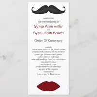 lips and mustache mod wedding program