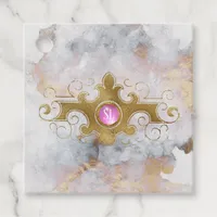 Marble Gemstone Monogram Favor Tags