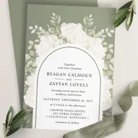 Ivory And Sage Elegant Arch Floral Wedding Invitation