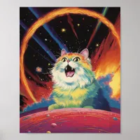 A Fluffy White Cat in Space Poster