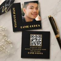 Corner Photo Foil Graduate QR Networking Card 