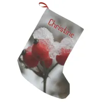 Snow-covered Dog Rose Hip Small Christmas Stocking