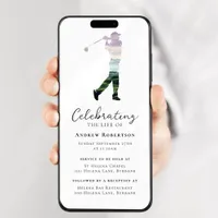 Golfer Golf Course Funeral Digital Evite Invitation