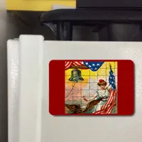 Vintage Lady Eagle Flag Liberty Bell Mosaic Flex Magnet