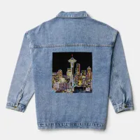 Dark be the Night - Luminous Seattle Skyline Denim Jacket