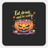 Eat Drink And Be Scary Scary Movie Night Halloween Square Sticker